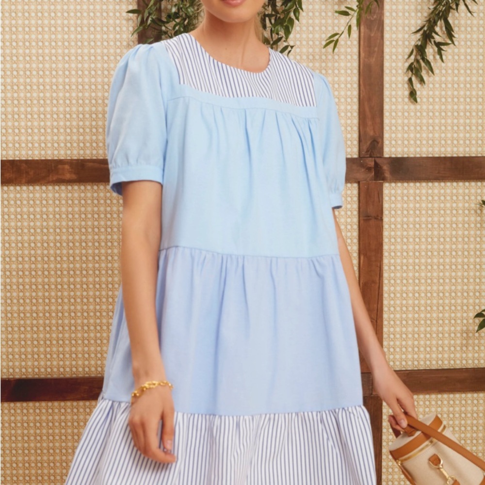 English Factory for Tuckernuck Exclusive Blue Striped Quinn Dress
